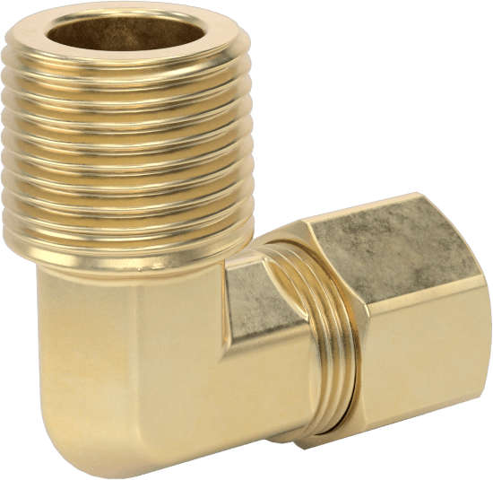 Hava ve Su için Pirinç Sıkıştırma Tüp Bağlantısı, Dirsek adaptörü, 3/8" Dış Çaplı Boru x 3/8 NPTF Erkek için