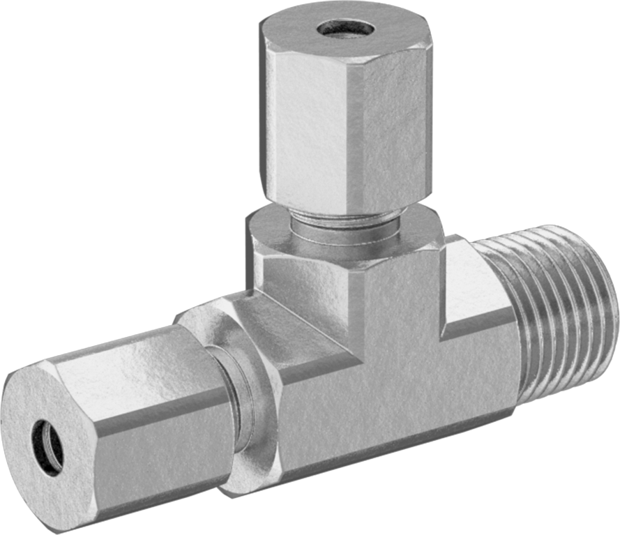 Hava ve Su için Pirinç Sıkıştırma Tüp Bağlantısı, 1/8" Dış Çaplı Boru x 1/8 NPTF Erkek için Dik Açı T