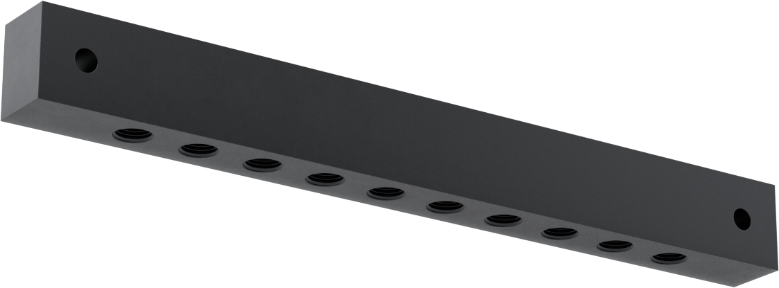 Düz Akışlı Eloksallı Alüminyum Bağlantı Bloğu, 10 Çıkış, 1/8 NPT Giriş x 1/8 NPT Çıkış