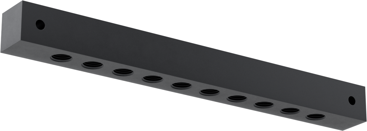 Düz Akışlı Eloksallı Alüminyum Bağlantı Bloğu, 10 Çıkış, 1/4 NPT Giriş x 1/4 NPT Çıkış