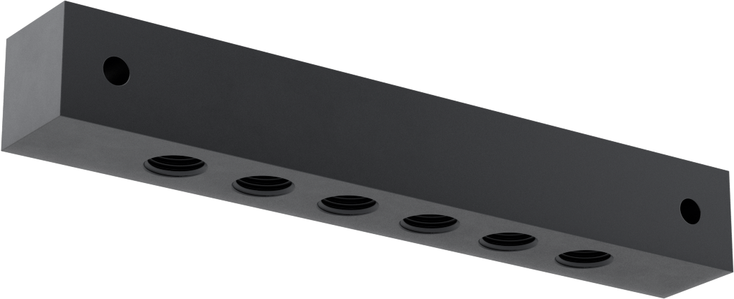 Düz Akışlı Eloksallı Alüminyum Bağlantı Bloğu, 6 Çıkış, 1/4 NPT Giriş x 1/4 NPT Çıkış