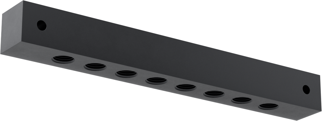 Düz Akışlı Eloksallı Alüminyum Bağlantı Bloğu, 8 Çıkış, 1/4 NPT Giriş x 1/4 NPT Çıkış