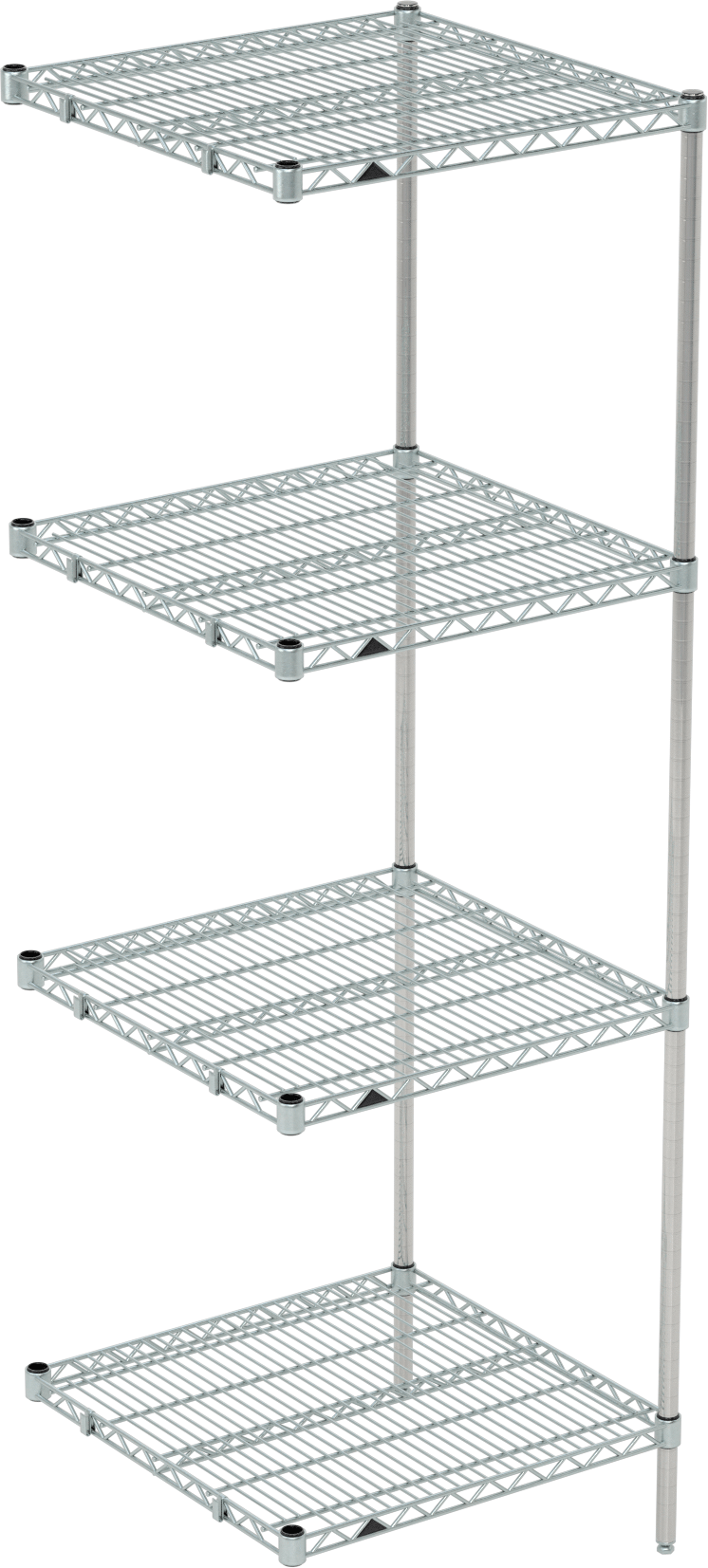Ağır Hizmet Tipi Tel Raf, 4 Raflı Ek Ünite, Çinko Kaplı Çelik, 24" x 75" x 24"