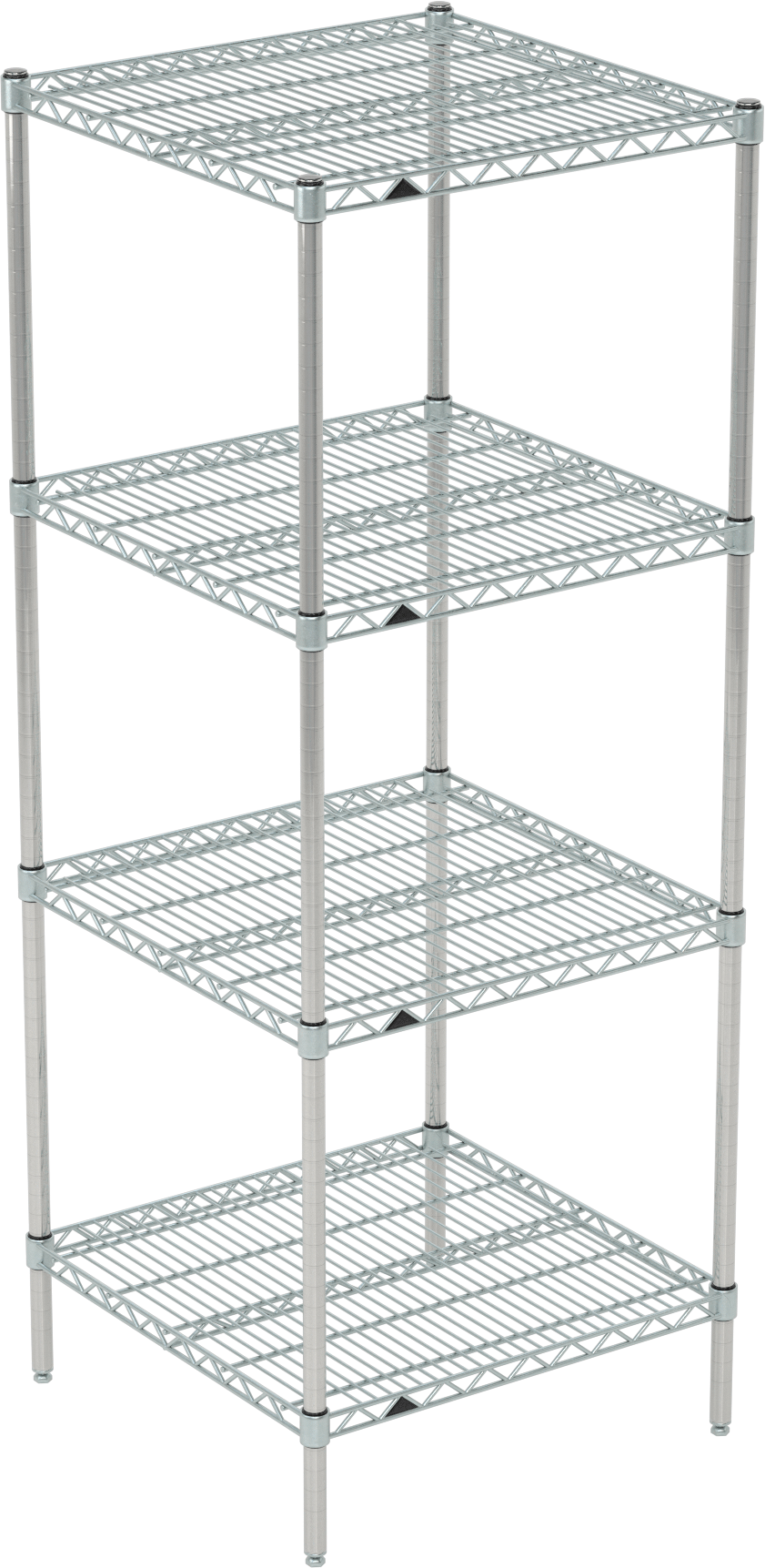 Ağır Hizmet Tipi Tel Raf, 4 Raf ile, Paslanmaz Çelik, 24“ Genişlik x 63” Yükseklik x 24" Derinlik