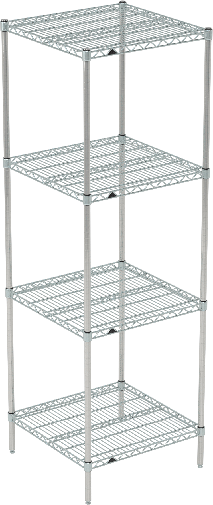 Ağır Hizmet Tipi Tel Raf, 4 Raf ile, Paslanmaz Çelik, 24“ Genişlik x 75” Yükseklik x 24" Derinlik