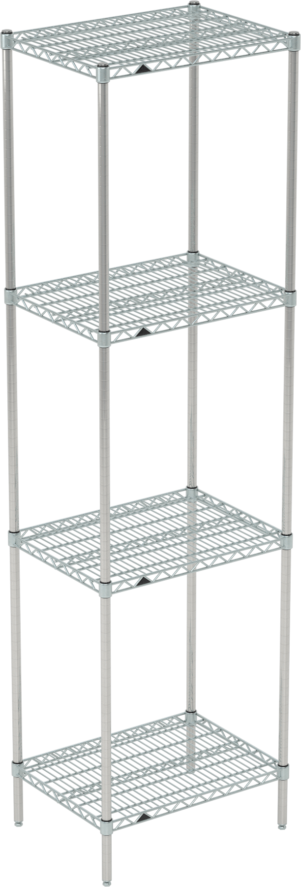 Ağır Hizmet Tipi Tel Raf, 4 Raf ile, Paslanmaz Çelik, 24“ Genişlik x 87” Yükseklik x 18" Derinlik