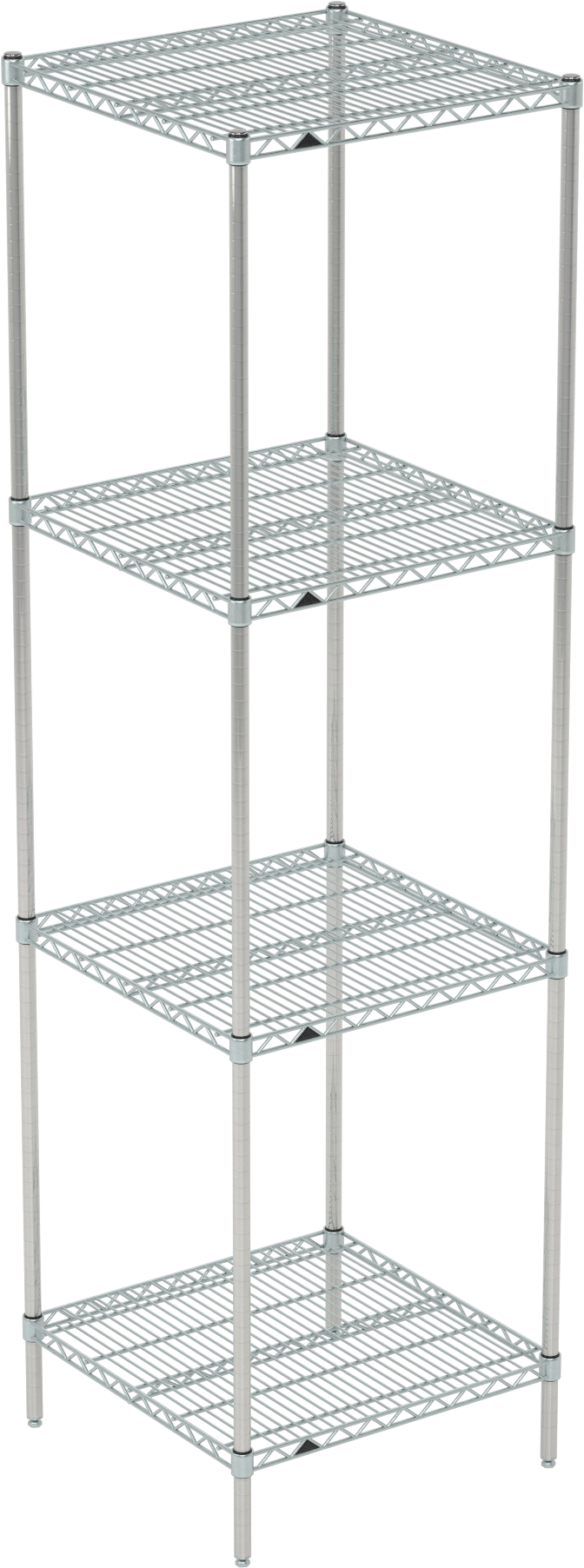 Ağır Hizmet Tipi Tel Raf, 4 Raf ile, Paslanmaz Çelik, 24“ Genişlik x 87” Yükseklik x 24" Derinlik