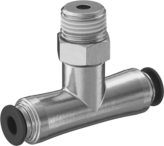 Hava için Pirinç Push-to-Connect Boru Bağlantı Elemanı, Hat Üstü T, 5/32" Boru Dış Çapı x 1/8 NPTF Erkek için