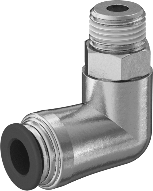 Hava için Pirinç Push-to-Connect Boru Bağlantı Elemanı, 1/4" Dış Çaplı Boru x 1/8 NPTF Erkek için Dirsek Adaptörü