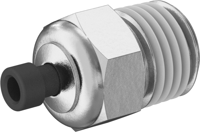 Hava için Pirinç Push-to-Connect Boru Bağlantı Elemanı, Düz Adaptör, 1/8" Boru Dış Çapı x 1/4 NPTF Erkek