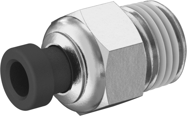 Hava için Pirinç Push-to-Connect Boru Bağlantı Elemanı, Düz Adaptör, 5/32" Boru Dış Çapı x 1/8 NPTF Erkek için