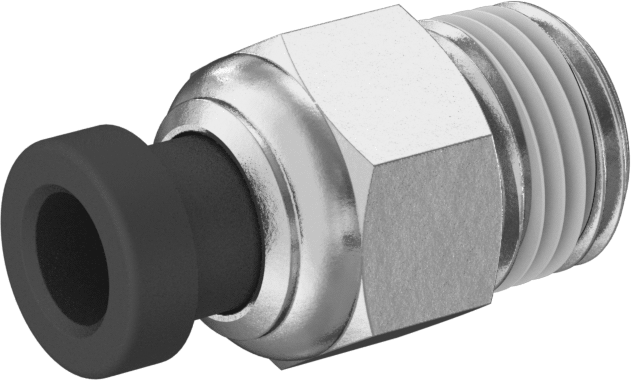 Hava için Pirinç Push-to-Connect Boru Bağlantı Elemanı, Düz Adaptör, 3/16" Dış Çaplı Boru x 1/8 NPTF Erkek