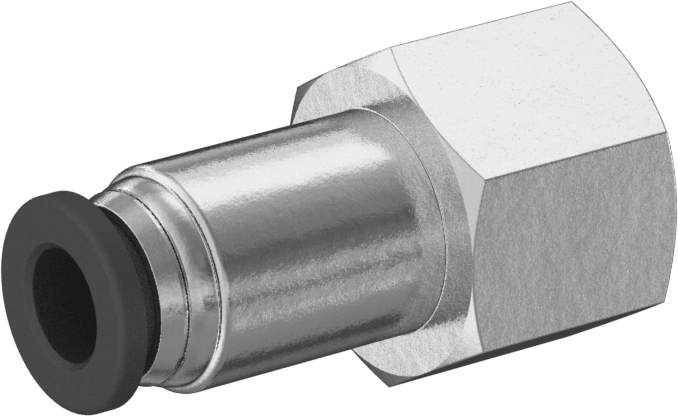 Hava için Pirinç Push-to-Connect Boru Bağlantı Elemanı, Düz Adaptör, 1/4" Boru Dış Çapı x 1/4 NPTF Dişi