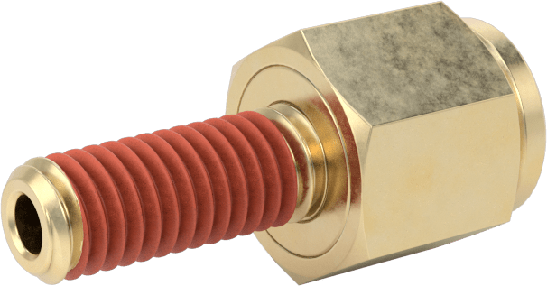 Hava için Pirinç Push-to-Connect Boru Bağlantı Elemanı, Düz Adaptör, 3/16" Boru Dış Çapı x 10-32 UN/UNF Erkek