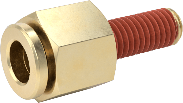 Hava için Pirinç Push-to-Connect Boru Bağlantı Elemanı, Düz Adaptör, 3/16" Boru Dış Çapı x 10-32 UN/UNF Erkek