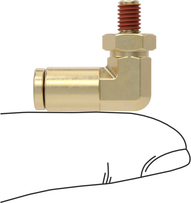 Hava için Pirinç Push-to-Connect Boru Bağlantı Elemanı, 5/32" Dış Çaplı Boru x 10-32 UN/UNF Erkek için Dirsek Adaptörü