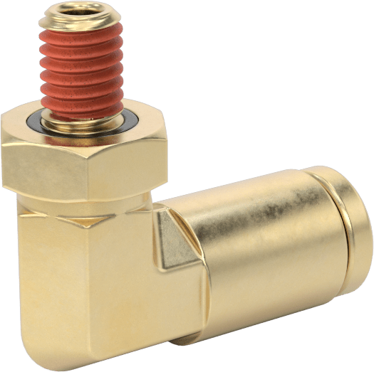 Hava için Pirinç Push-to-Connect Boru Bağlantı Elemanı, 5/32" Dış Çaplı Boru x 10-32 UN/UNF Erkek için Dirsek Adaptörü