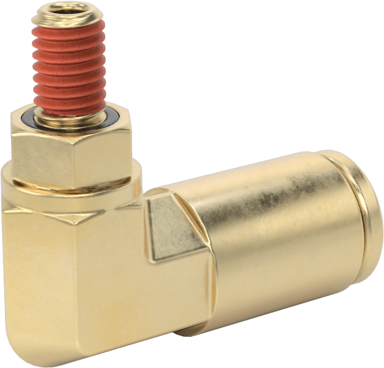 Hava için Pirinç Push-to-Connect Boru Bağlantı Elemanı, 1/4" Dış Çaplı Boru x 10-32 UN/UNF Erkek için Dirsek Adaptörü