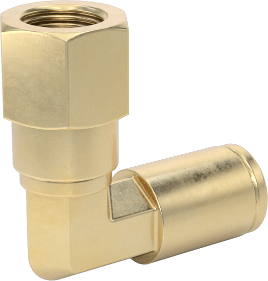 Hava için Pirinç Push-to-Connect Boru Bağlantı Elemanı, 1/4" Boru Dış Çapı x 1/8 NPTF Dişi için Döner Başlıklı 90 Derece Dirsek