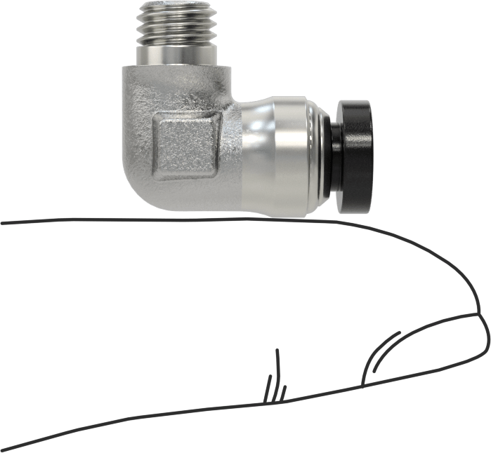 Hava için Pirinç Push-to-Connect Boru Bağlantı Elemanı, 5/32“ Dış Çaplı Boru x 1/4”-28 UNF Erkek için 90 Derece Dirsek