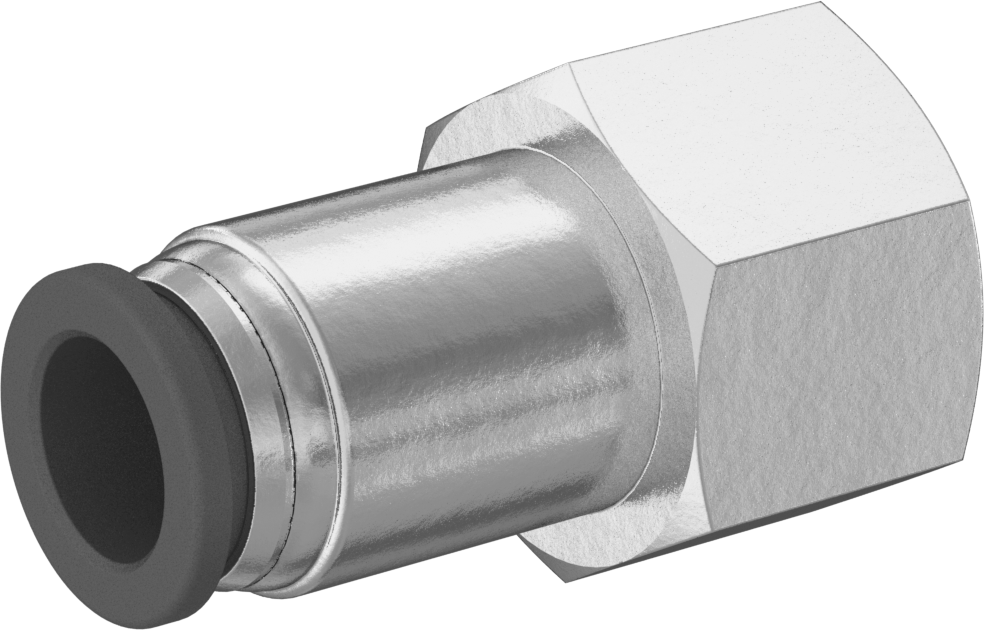 Hava için Pirinç Push-to-Connect Boru Bağlantı Elemanı, 1/8" Boru Dış Çapı x 1/4 NPTF Dişi için Adaptör