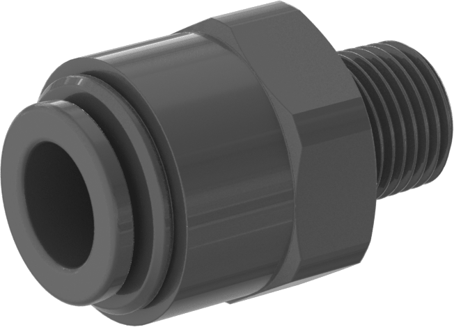 İçme Suyu için İtme-Bağlantı Elemanı, Adaptör, 5/16" Boru Dış Çapı x 1/8 NPTF Erkek için, Gri
