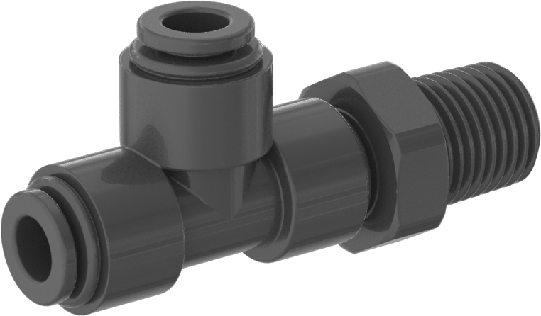 İçme Suyu için İtme-Bağlantı Elemanı, Dik Açı T, 1/4" Boru Dış Çapı x 1/4 NPTF Erkek için