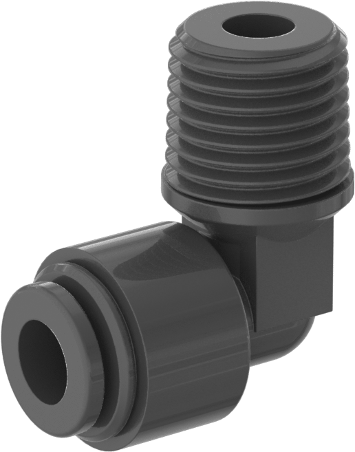İçme Suyu için İtme-Bağlantı Elemanı, 90 Derece Dirsek, 1/4" Boru Dış Çapı x 1/4 NPTF Erkek için, Gri