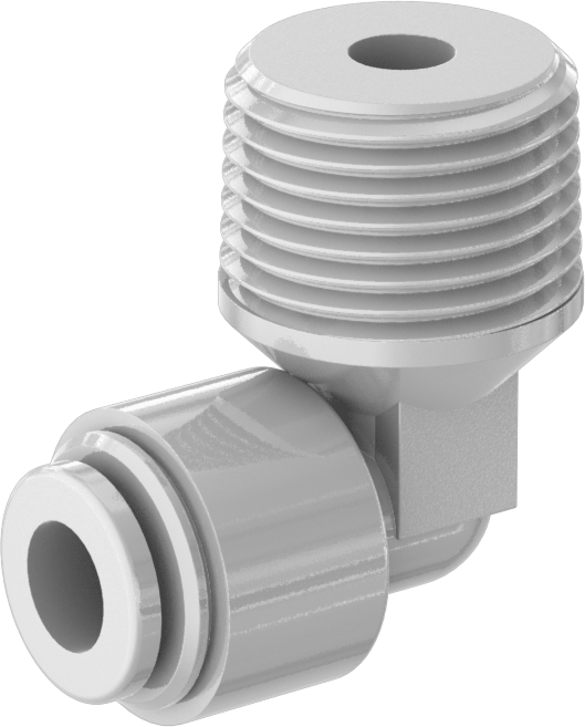 İçme Suyu için İtme-Bağlantı Elemanı, 90 Derece Dirsek, 1/4" Boru Dış Çapı x 3/8 NPTF Erkek için, Beyaz