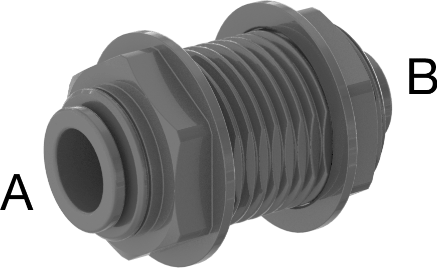 İçme Suyu için İtme-Bağlantı Elemanı, Duvar Geçiş Redüktörü, 3/8“ x 1/4” Dış Çaplı Boru için