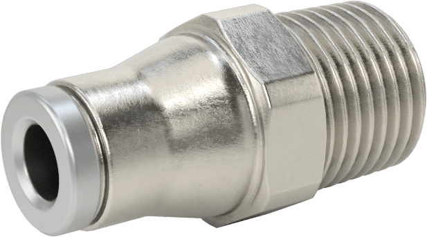 Hava ve Su için Paslanmaz Çelik Push-to-Connect Tüp Bağlantı Elemanı, Düz Adaptör, 4 mm Boru Dış Çap x 1/8 NPT Erkek
