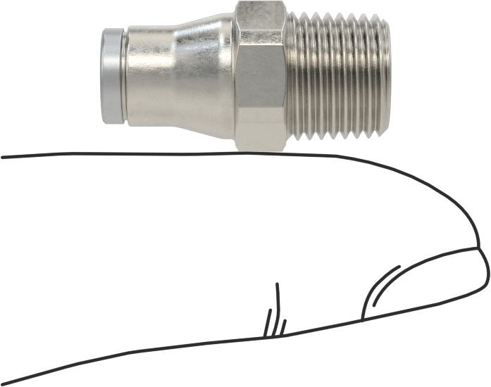 Hava ve Su için Paslanmaz Çelik Push-to-Connect Tüp Bağlantı Elemanı, Düz Adaptör, 4 mm Boru Dış Çap x 1/8 NPT Erkek