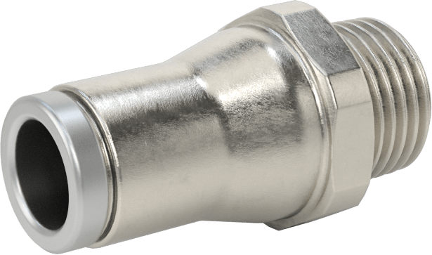Hava ve Su için Paslanmaz Çelik Push-to-Connect Tüp Bağlantı Elemanı, Düz Adaptör, 1/4" Boru Dış Çapı x 1/8 NPT Erkek