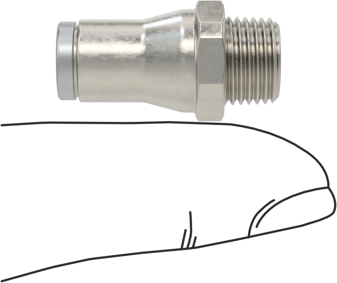 Hava ve Su için Paslanmaz Çelik Push-to-Connect Tüp Bağlantı Elemanı, Düz Adaptör, 1/4" Boru Dış Çapı x 1/8 NPT Erkek