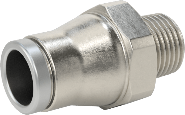 Hava ve Su için Paslanmaz Çelik Push-to-Connect Tüp Bağlantı Elemanı, 8 mm Dış Çaplı Boru için Düz Adaptör, 1/8 NPT