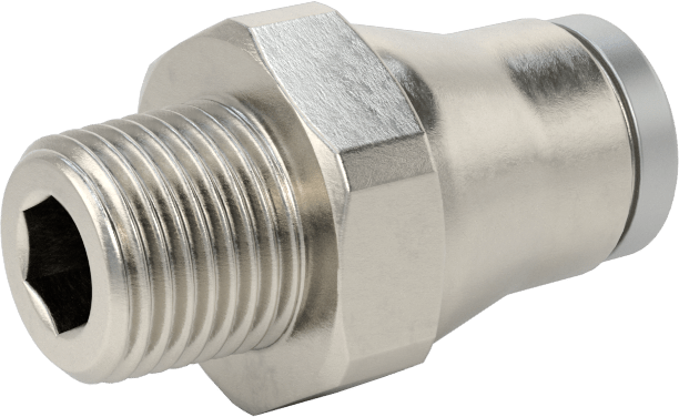 Hava ve Su için Paslanmaz Çelik Push-to-Connect Tüp Bağlantı Elemanı, 8 mm Dış Çaplı Boru için Düz Adaptör, 1/8 NPT