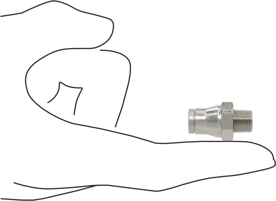 Hava ve Su için Paslanmaz Çelik Push-to-Connect Tüp Bağlantı Elemanı, 8 mm Dış Çaplı Boru için Düz Adaptör, 1/8 NPT