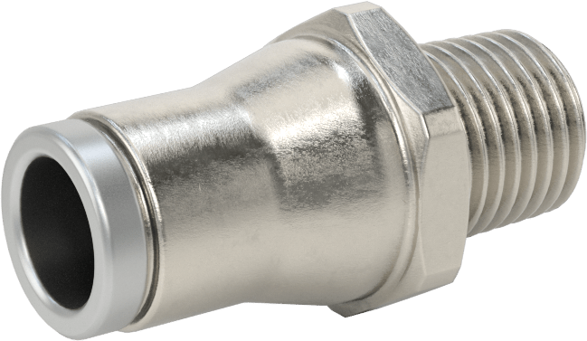 Hava ve Su için Paslanmaz Çelik Push-to-Connect Tüp Bağlantı Elemanı, Düz Adaptör, 3/8" Boru Dış Çapı x 1/4 NPT Erkek