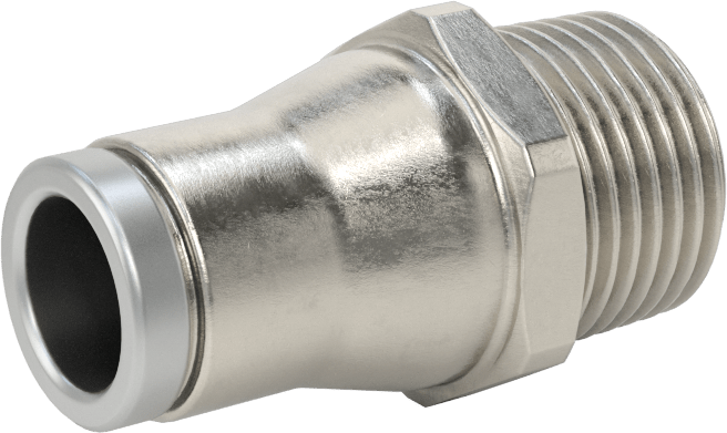 Hava ve Su için Paslanmaz Çelik Push-to-Connect Tüp Bağlantı Elemanı, Düz Adaptör, 3/8" Boru Dış Çapı x 3/8 NPT Erkek