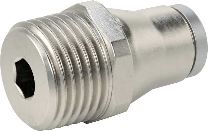 Hava ve Su için Paslanmaz Çelik Push-to-Connect Tüp Bağlantı Elemanı, Düz Adaptör, 1/2" Boru Dış Çapı x 1/4 NPT Erkek