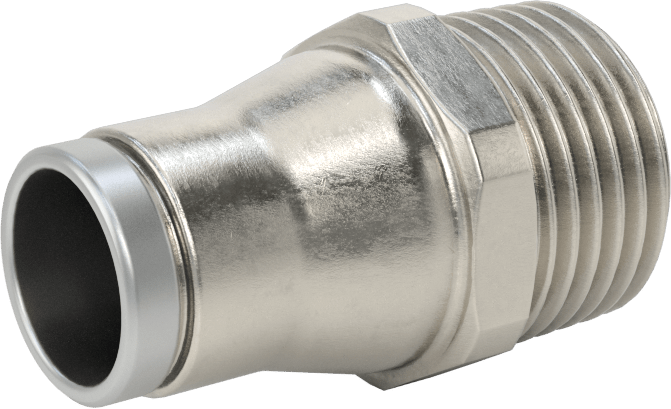 Hava ve Su için Paslanmaz Çelik Push-to-Connect Tüp Bağlantı Elemanı, Düz Adaptör, 1/2" Boru Dış Çapı x 1/4 NPT Erkek