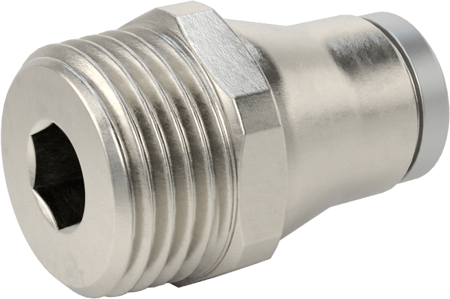 Hava ve Su için Paslanmaz Çelik Push-to-Connect Tüp Bağlantı Elemanı, Düz Adaptör, 1/2" Boru Dış Çap x 3/8 NPT Erkek