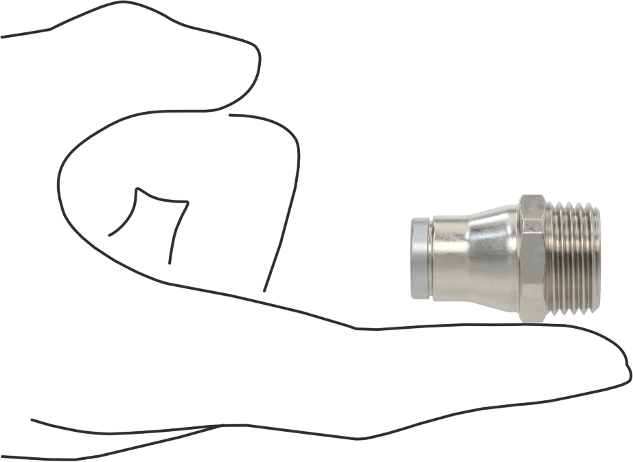 Hava ve Su için Paslanmaz Çelik Push-to-Connect Tüp Bağlantı Elemanı, Düz Adaptör, 1/2" Boru Dış Çap x 3/8 NPT Erkek