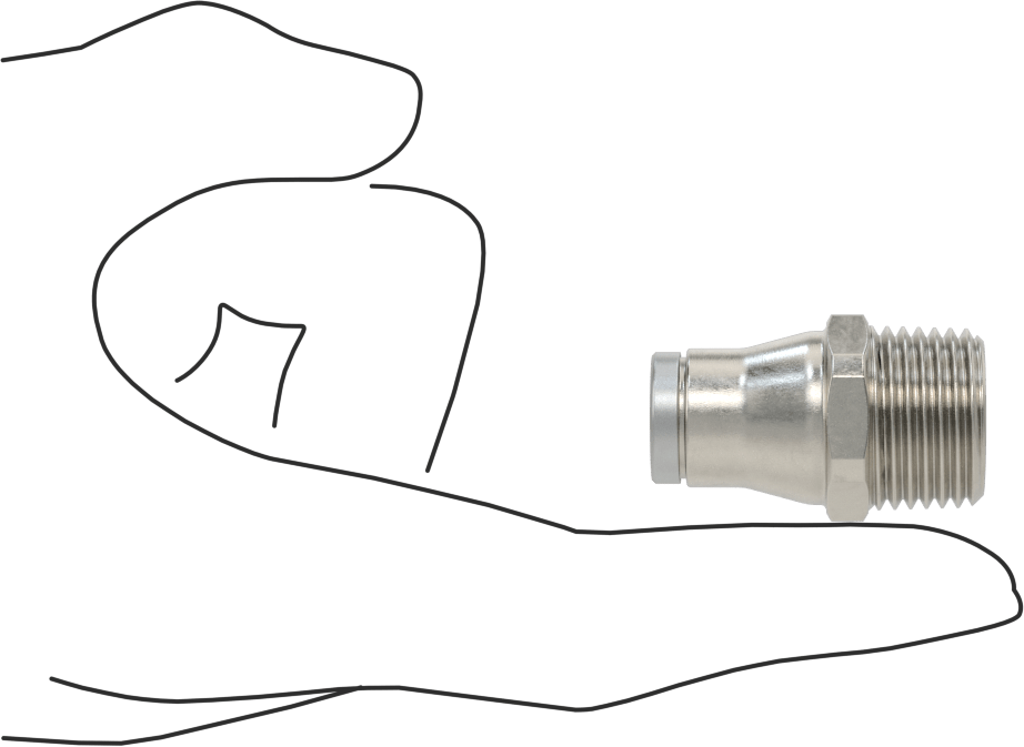 Hava ve Su için Paslanmaz Çelik Push-to-Connect Tüp Bağlantı Elemanı, Düz Adaptör, 1/2" Boru Dış Çapı x 1/2 NPT Erkek