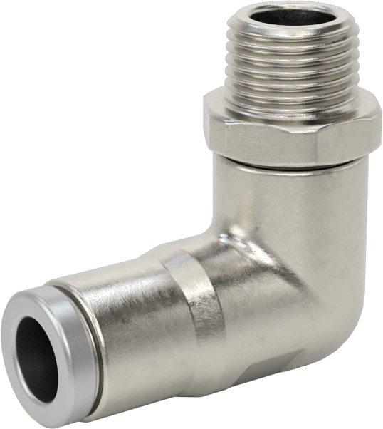 Hava ve Su için Paslanmaz Çelik Push-to-Connect Tüp Bağlantı Elemanı, 90 Derece Dirsek Adaptörü, 1/4" Boru Dış Çapı x 1/8 NPT Erkek