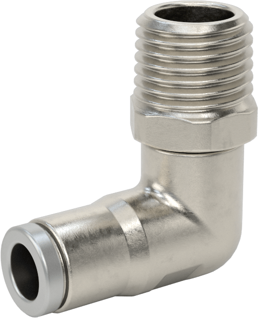 Hava ve Su için Paslanmaz Çelik Push-to-Connect Tüp Bağlantı Elemanı, 90 Derece Dirsek Adaptörü, 1/4" Boru Dış Çapı x 1/4 NPT Erkek