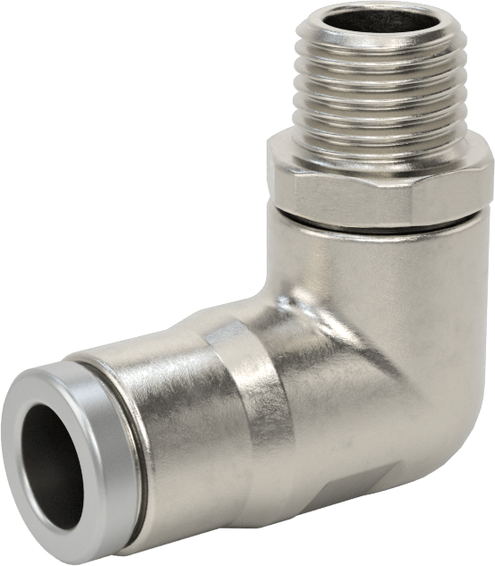 Hava ve Su için Paslanmaz Çelik Push-to-Connect Tüp Bağlantı Elemanı, 90 Derece Dirsek Adaptörü, 3/8" Boru Dış Çapı x 1/4 NPT Erkek