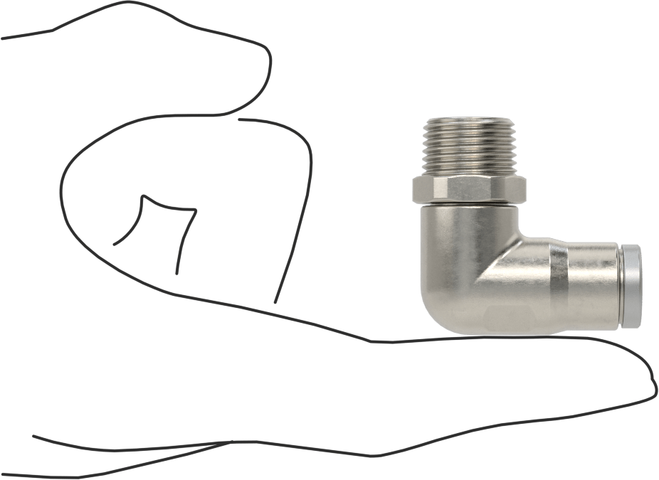 Hava ve Su için Paslanmaz Çelik Push-to-Connect Tüp Bağlantı Elemanı, 90 Derece Dirsek Adaptörü, 3/8" Boru Dış Çapı x 3/8 NPT Erkek