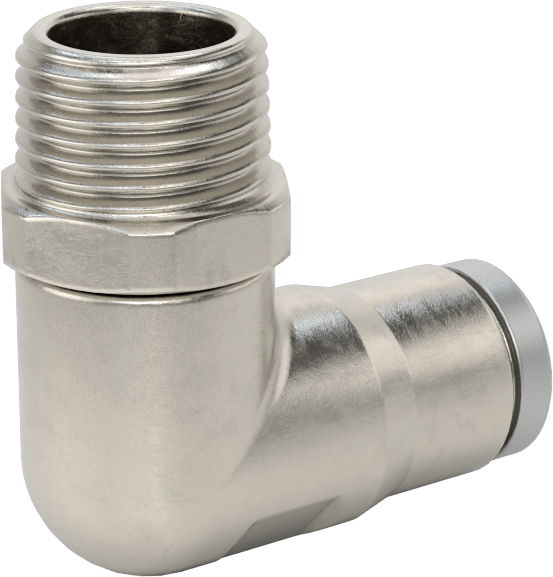 Hava ve Su için Paslanmaz Çelik Push-to-Connect Tüp Bağlantı Elemanı, 90 Derece Dirsek Adaptörü, 3/8" Boru Dış Çapı x 3/8 NPT Erkek
