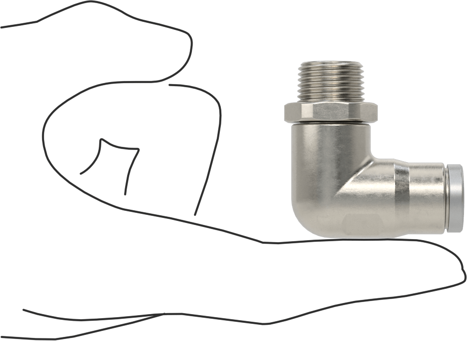 Hava ve Su için Paslanmaz Çelik Push-to-Connect Tüp Bağlantı Elemanı, 90 Derece Dirsek Adaptörü, 1/2" Boru Dış Çap x 3/8 NPT Erkek